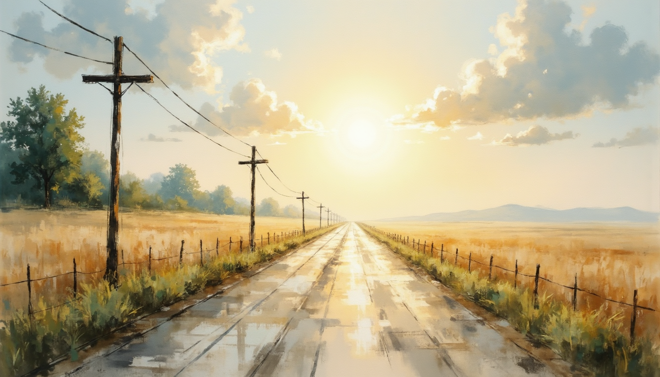 a road with a sunset