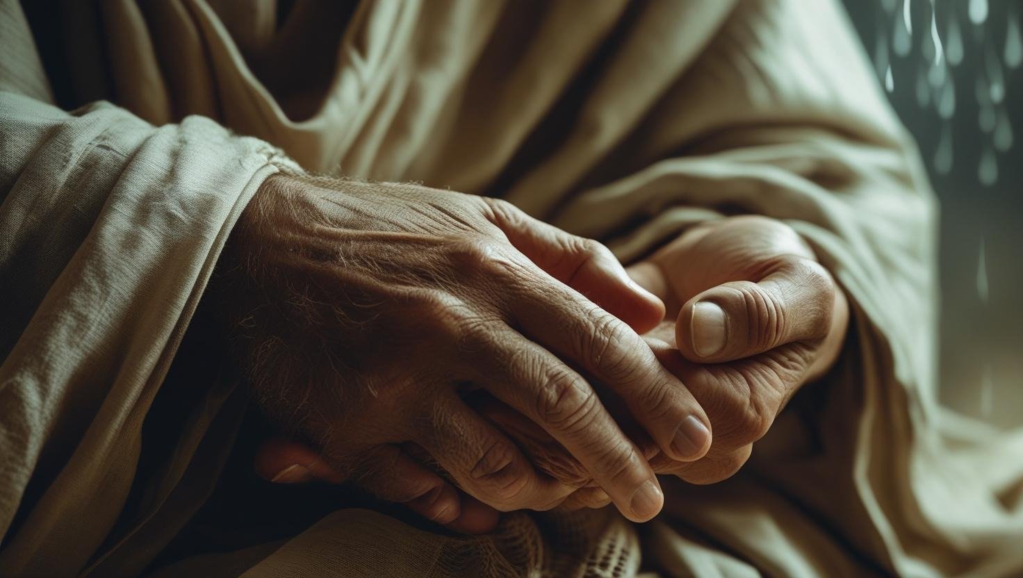 a man holding his hands together